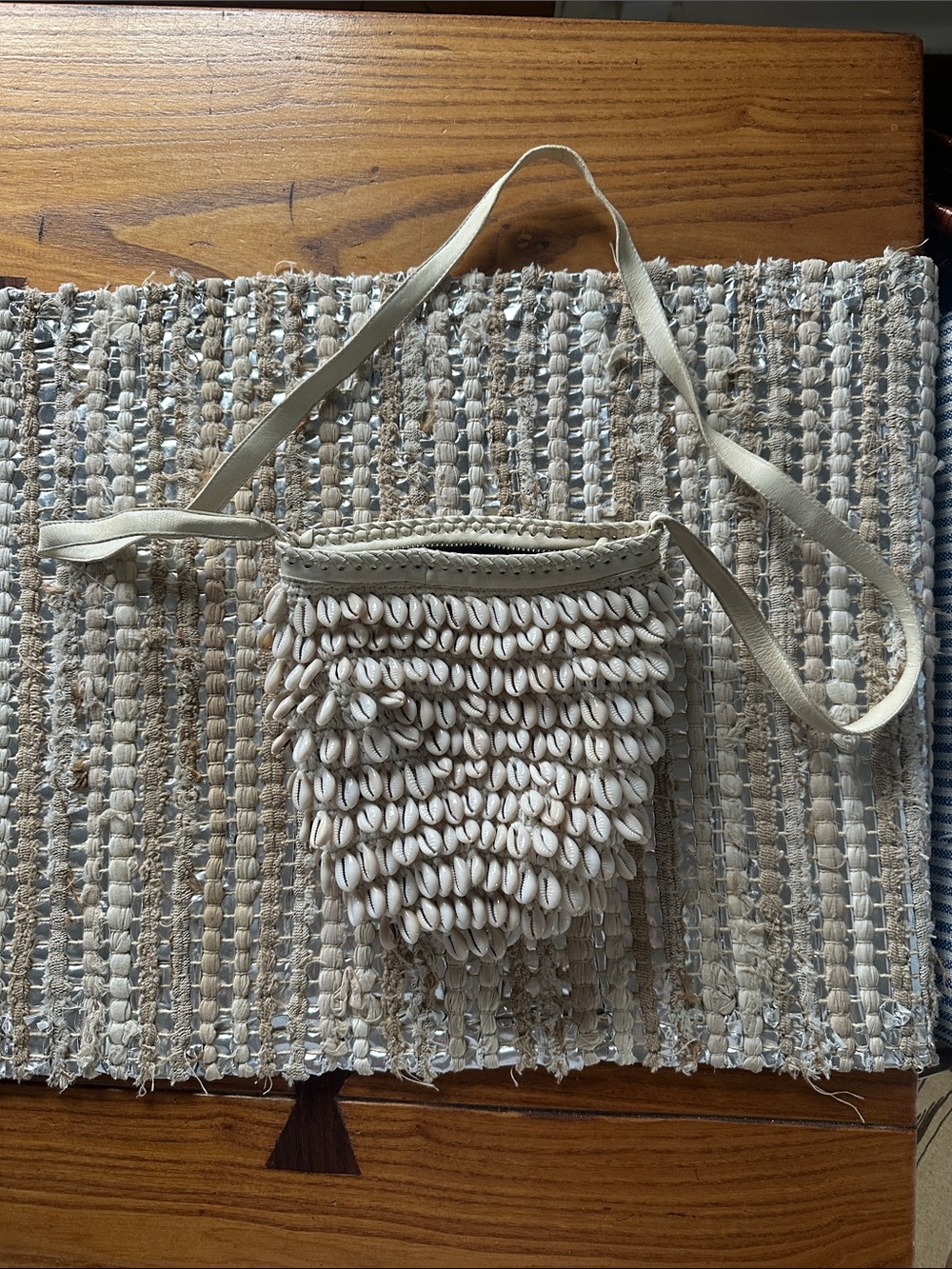 Cleobella Cream Shell-Embellished Crossbody Bag - all shells intact